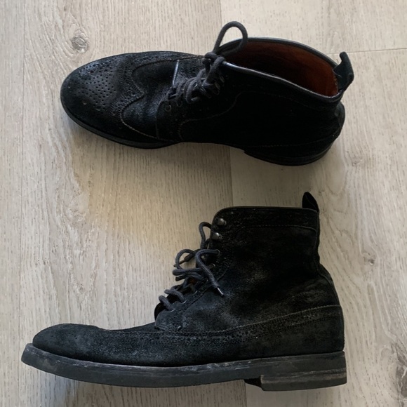 Antonio Maurizi lace-ups booties suede wingtip made in Italy black‎ distressed main image 8